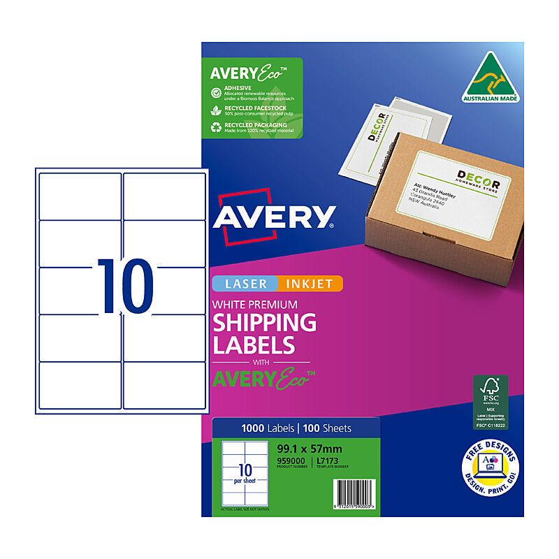 Averyeco Lbl L7173 10UP PK100, image 1 of 4