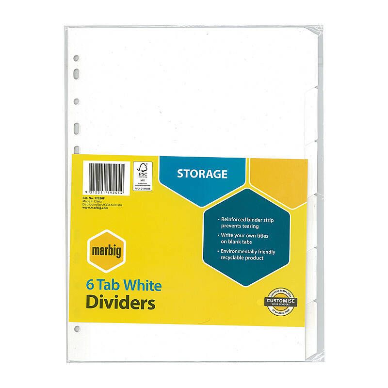 Mbg Dividers Wht Mnlla A4 6TAB