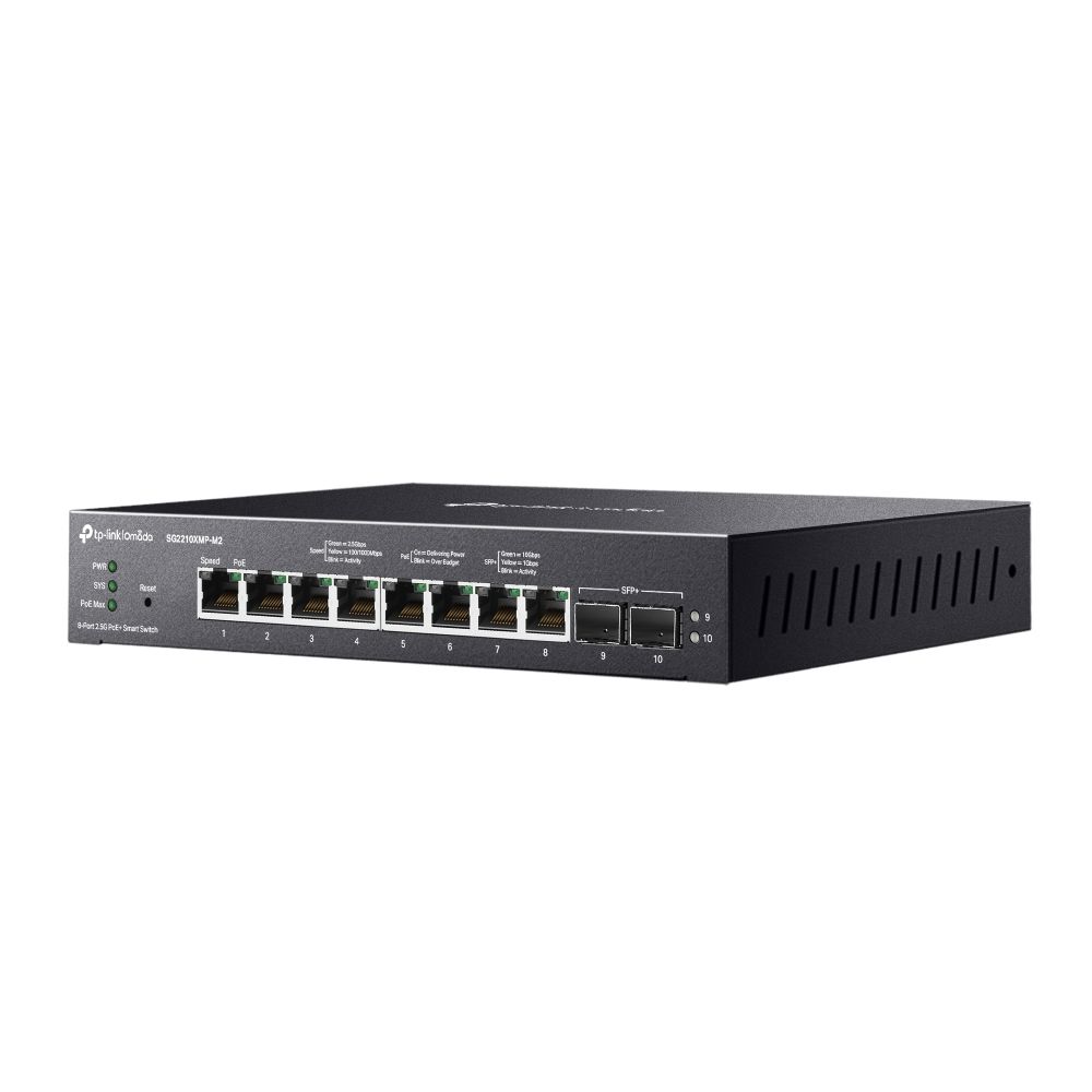 Tp-link Omada 10-PORT Managed 2.5G Desktop Switch, POE+(8), 10G SFP(2),160W, 5YR, image 1 of 4