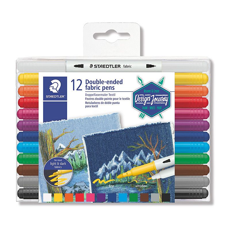 Staed Doub Fabric Pen Ast BX12