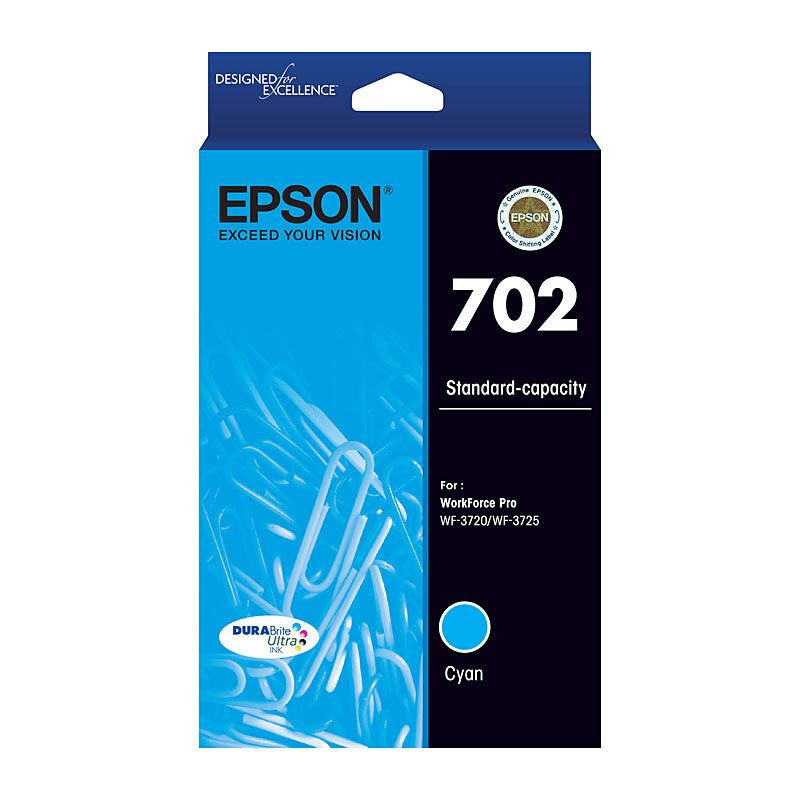 Epson C13T344292 Standard Yield 702 Cyan Durabrite Ink Cartridge