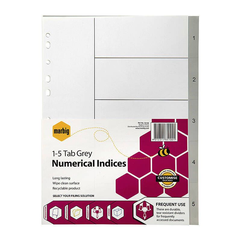 Mbg Indices Grey PP A4 1-5TAB