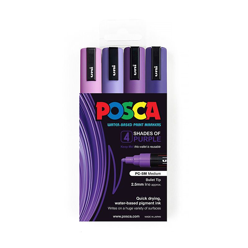 Posca PC-5M Med Blt Purpls PK4