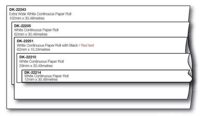 Brother Label Std 102X30.48M Cont Paper Roll White