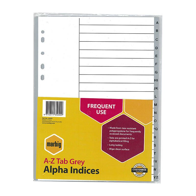Mbg Indices Grey PP A4 A-ztab