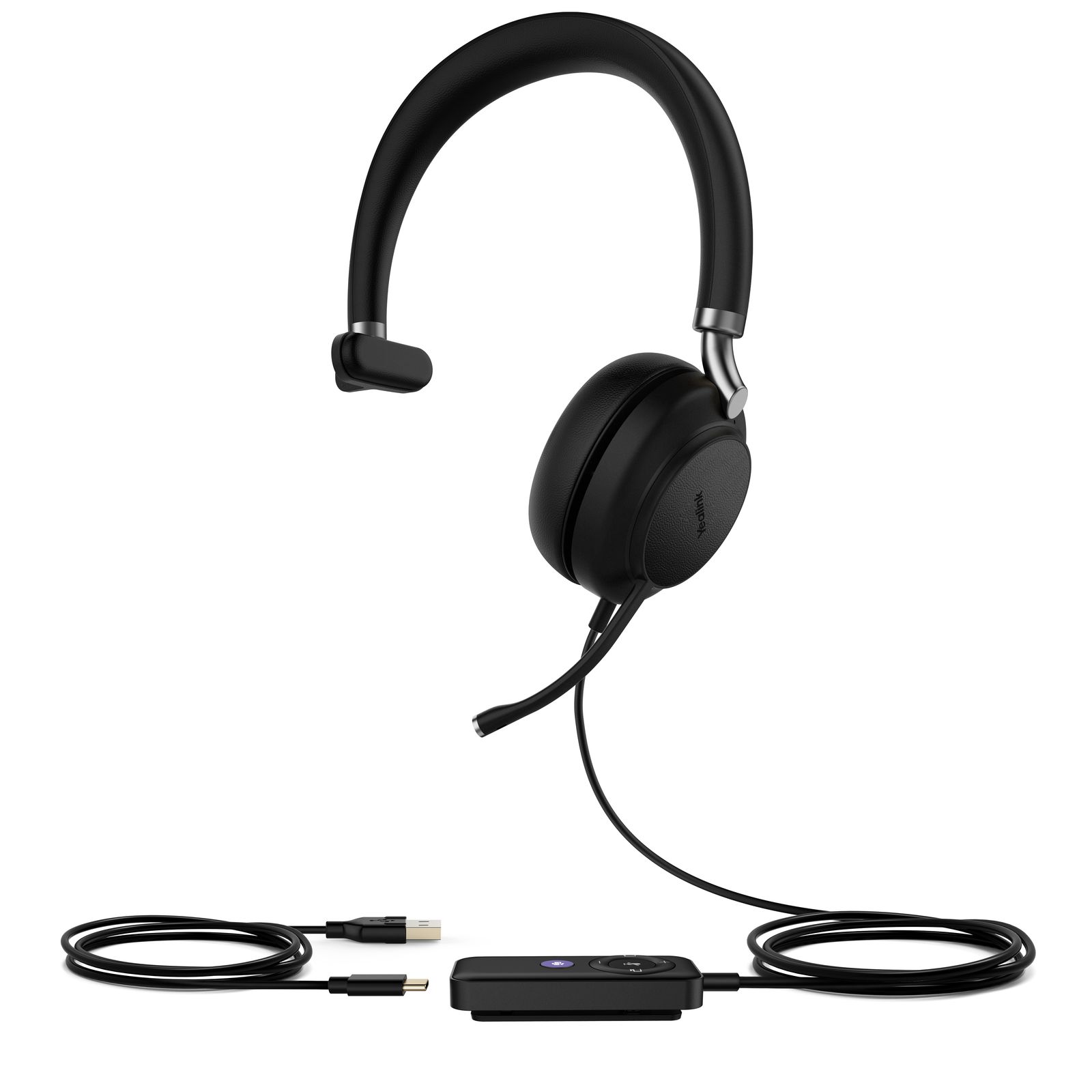 Yealink (UH38) Wired MS Mono Headset, Noise Cancelling Mic, Leather, Bluetooth & Usb-a, image 1 of 2