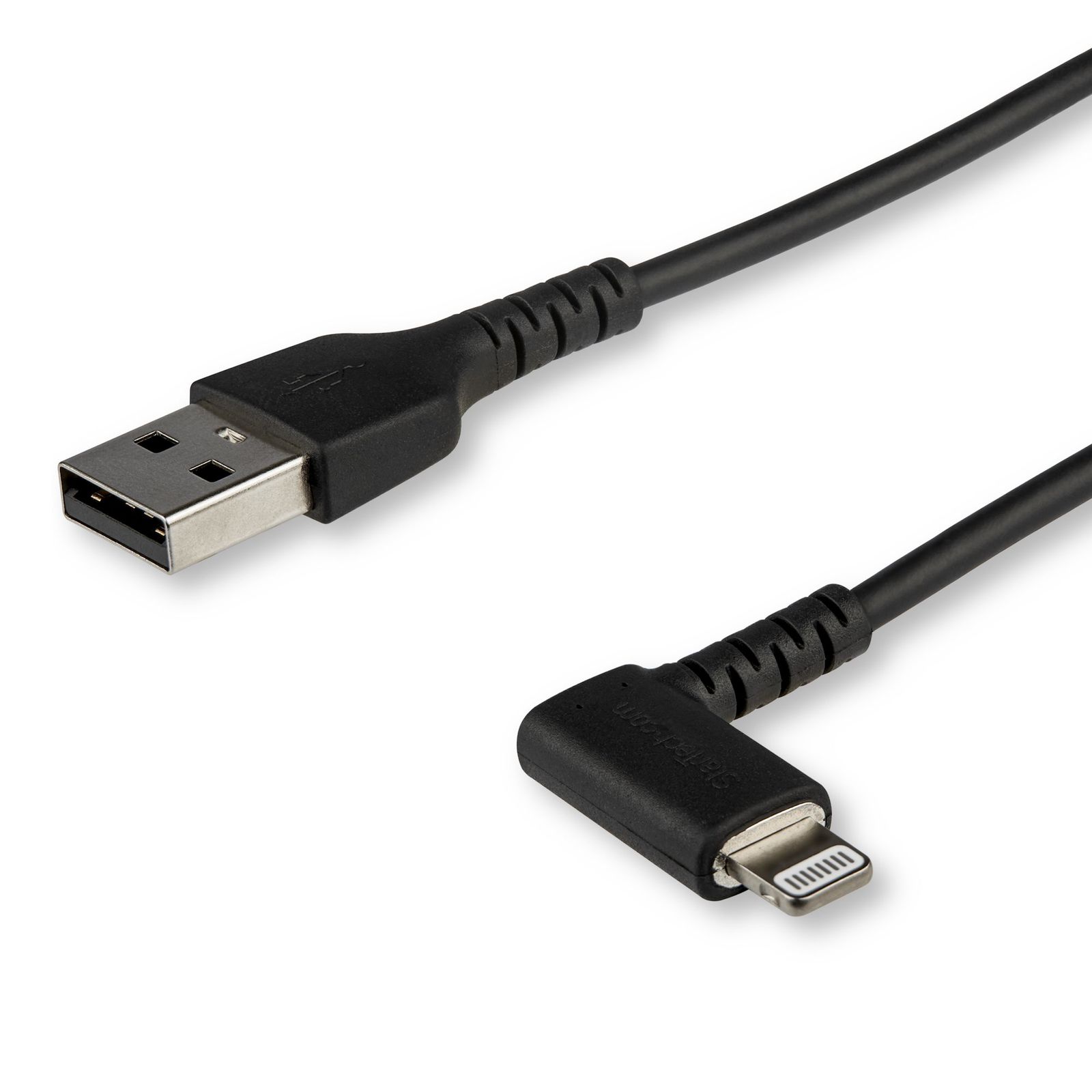 Startech 2M Usb-a TO Lightning Charge/sync Cable, Right Angled, Durable, Mfi, Black, 2, image 1 of 6