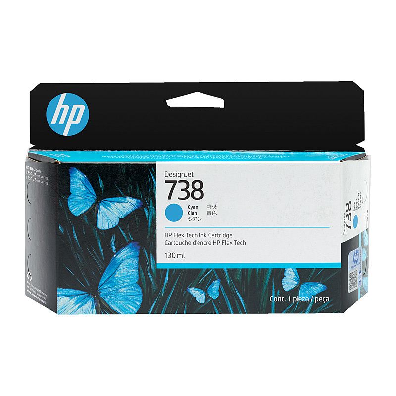 HP #738 130ML Cyan Ink 498N5A