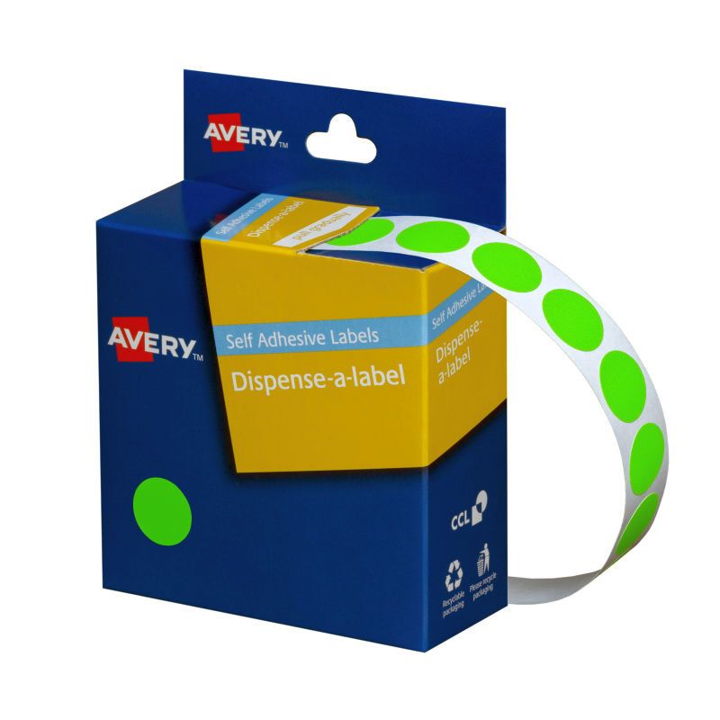 Avery Disp 14MM Green ROLL700