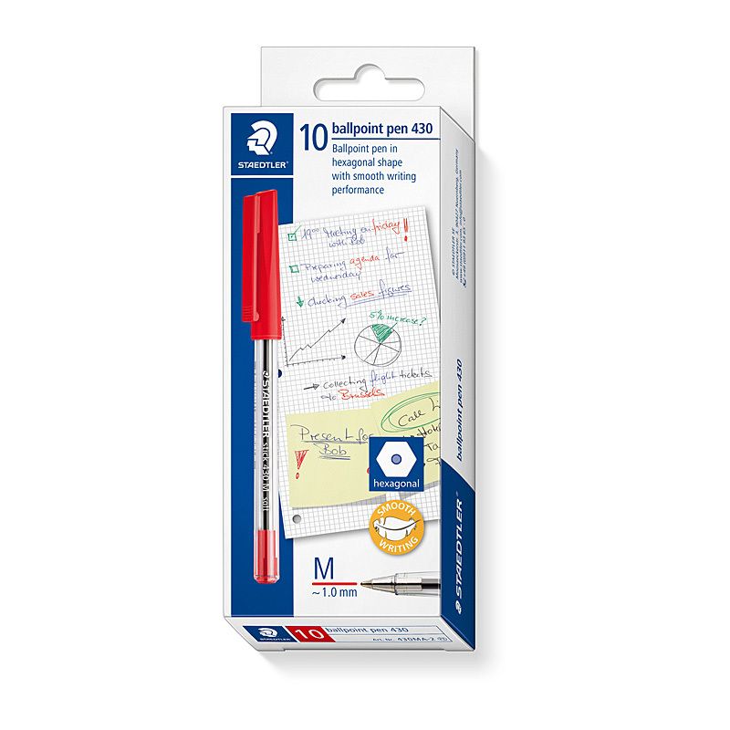 Staed BALLPOINT430 MD Red BX10